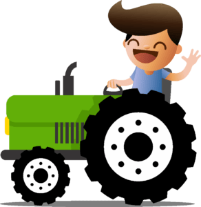 spanish child riding a tractor