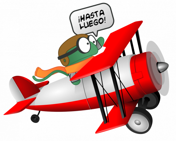 a lizard speaking spanish flying an airplane