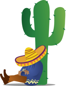 Mexican sleeping next to a cactus